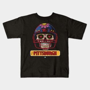 American Football - Pittsburgh Skull Football Gift Kids T-Shirt